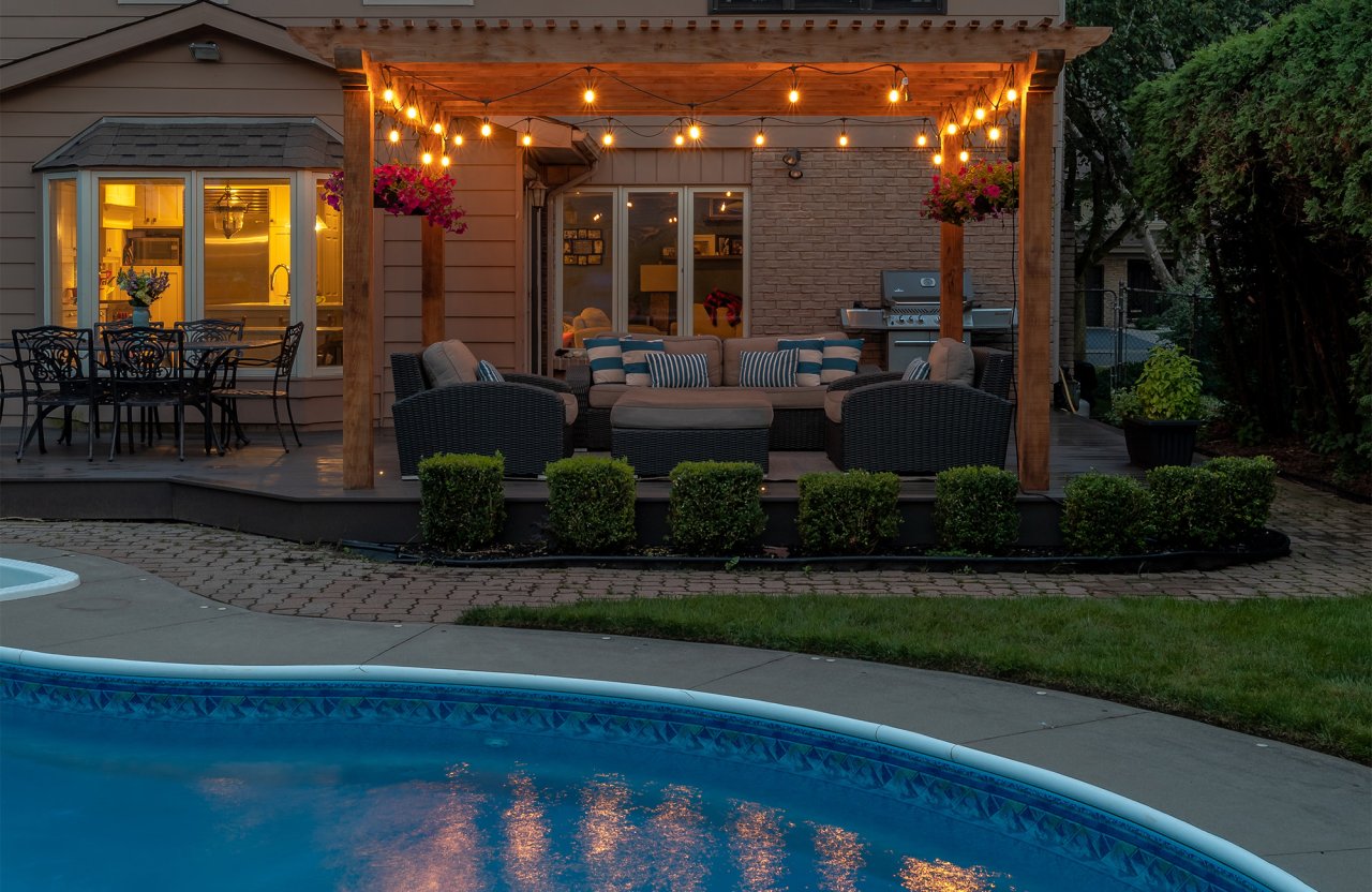 Backyard deck with pergola