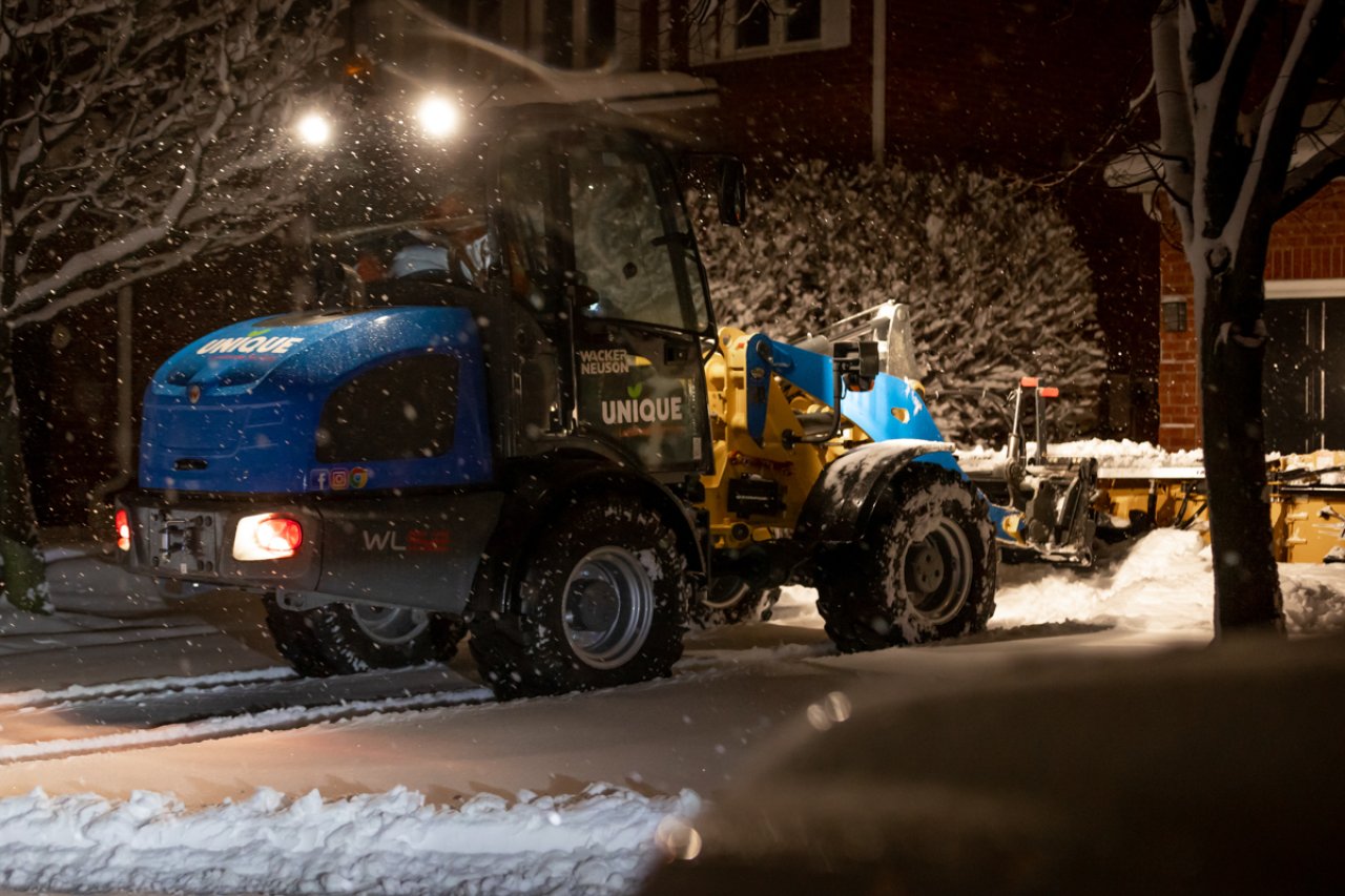 snow plow pushing snow