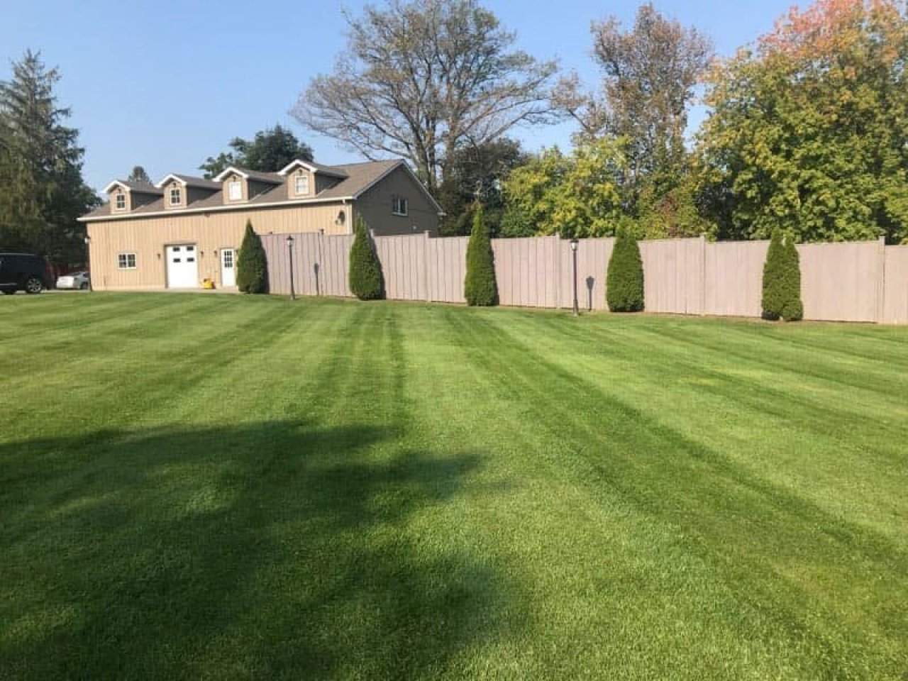 Commercial expansive freshly mowed lawn